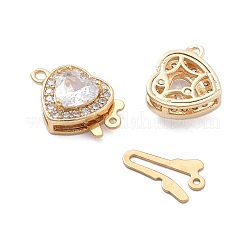 Micro latón corazón allanan óxido de circonio cúbico caja broches&nbsp;KK-B125-15A-01G