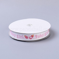 Baby-Dusche-Ornamente Dekorationen Wort Baby-Mädchen gedruckte Polyester Grosgrainbänder&nbsp;LS-OCOR-S023-02