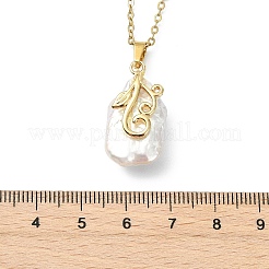 Colliers pour femmes avec pendentif rectangulaire en perle baroque keshi en forme de fleur&nbsp;NJEW-JN06173
