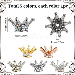 5 pz 5 colori lega perline a forma di corona di strass&nbsp;FIND-SC0023-77