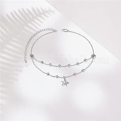 Bracelets de cheville à breloques en argent sterling plaqué rhodium&nbsp;JA168A