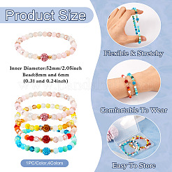 4 Stück 4 Stile Glas facettierte runde Perlen Stretch-Armbänder Set&nbsp;BJEW-TA0001-16