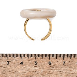 Runder Ring aus Kunstharz mit Marmormuster und Manschettenringe aus Edelstahl 304 mit Muschelmuster für Damen&nbsp;SA-CBA4051-05G