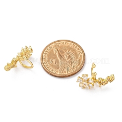 Ohrstecker aus Messing mit Blumen-Motiv und Mikropflaster aus klarem Zirkonia&nbsp;EJEW-H147-15G
