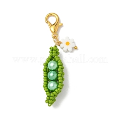 Pendentifs décoratifs en perles de rocaille faits à la main en forme de pois&nbsp;HJEW-MZ00362