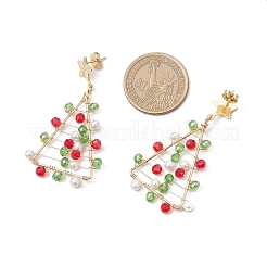 Weihnachtsbäume Glasperlen Ohrstecker&nbsp;EJEW-TA00659