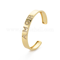 Bracelets manchette amor en laiton micro pavé zircone cubique&nbsp;BJEW-Q700-007-NF