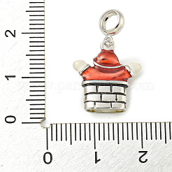 Anlaufschutz rhodiniert 925 Sterling Silber Emaille Weihnachten Europäische Anhänger Charms&nbsp;LS-STER-Z010-02P-01A