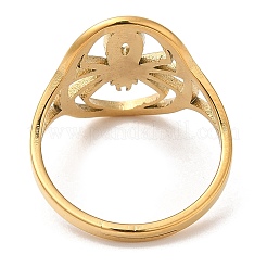 Ionenplattierung (IP) 304 Edelstahl Hohlspinne verstellbarer Ring für Frauen&nbsp;RJEW-M149-07G