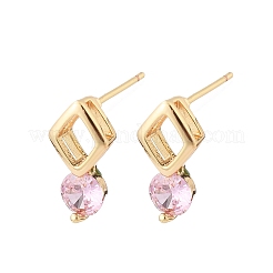 Orecchini a bottone in ottone con micro pavé di zirconi cubici&nbsp;EJEW-G428-20G-04