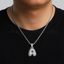Colliers à pendentif initial épais en laiton micro pavé de zircones cubiques transparentes&nbsp;WG24EA8-01