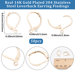 50 pièce de boucles d'oreilles à levier en acier inoxydable 304&nbsp;STAS-BBC0011-12