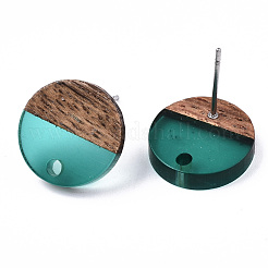 Fornituras de aretes de resina transparente y madera de nogal&nbsp;MAK-N032-007A-A01