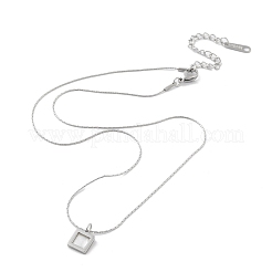 Collane con ciondolo quadrato in conchiglia anti-ossidazione&nbsp;NJEW-P296-01P