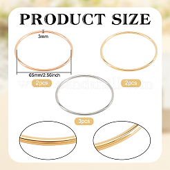 7 Stück 3-farbiges 304 Edelstahl-Armreif-Set mit dünnen Wickelarmbändern für Frauen&nbsp;BJEW-BC0001-17