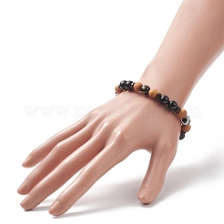 Set di braccialetti elasticizzati con perline rotonde in cocco e pietre preziose miste naturali e sintetiche da 4 pezzo&nbsp;BJEW-JB09155