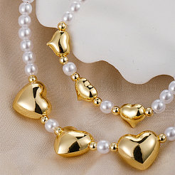 Ensembles de bracelets et colliers en laiton avec cœur pour femmes&nbsp;CA5711-3