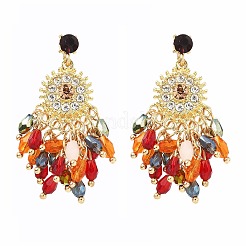 Pendientes colgantes con borlas de acrílico y aleación de estilo bohemio para mujer&nbsp;LS-EJEW-G435-01G