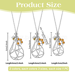 6 collier de poche en macramé réglable en acier inoxydable 304&nbsp;NJEW-PH01581