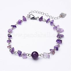 Natürlicher Edelstein Chip anklets&nbsp;AJEW-AN00177