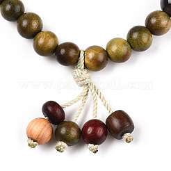 Bracelet extensible en perles rondes en bois de santal sanguin et en bois de vera&nbsp;BJEW-B080-19