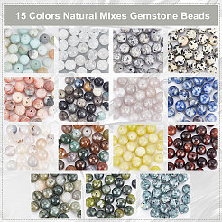375 pz. 15 perline rotonde di pietre preziose naturali miste&nbsp;G-NB0002-90