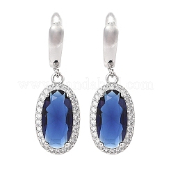 Boucles d'oreilles à tige ovales en laiton avec zircone cubique pavée pour femmes&nbsp;EJEW-I304-24P