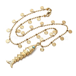 Colliers pendentif poisson turquoise synthétique en acier inoxydable 304 pour femmes&nbsp;NJEW-F362-02G
