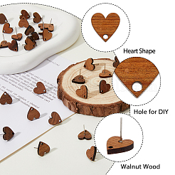 20 pezzo di orecchino a perno in legno a forma di cuore&nbsp;FIND-FH0008-48