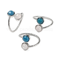 Fingerringe aus natürlichem Apatit und Rosenquarz&nbsp;RJEW-A068-03P-03