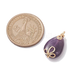 Pendentifs enveloppés de fil de cuivre en pierre naturelle mélangée&nbsp;PALLOY-JF02618