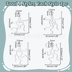 4 pièces 4 styles de pendentifs en laiton&nbsp;KK-PH0010-44P
