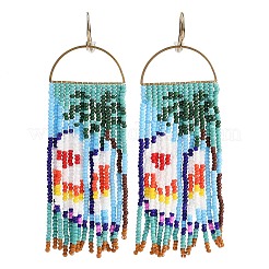 Boho Ohrringe mit Quasten und Baummuster aus Saatperlen-Perlen&nbsp;EJEW-Z072-01