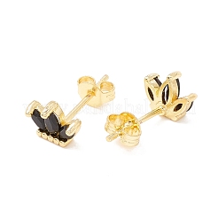 Orecchino a bottone in ottone con micro pavé di zirconi&nbsp;EJEW-C021-02G