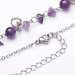 Natürlichen Amethyst Anhänger Halsketten&nbsp;NJEW-JN01743-02