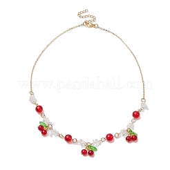 Colliers à plastron en verre craquelé et cristal de quartz naturel pour femmes&nbsp;NJEW-JN05202-02
