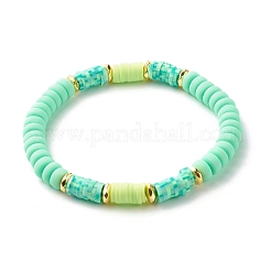 Natürliche Sandelholz-Rund- und Fimo-Heishi-Perlen-Stretch-Armbänder-Sets&nbsp;BJEW-JB07437