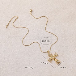 Collar con colgante de cruz hueca de acero inoxidable 304 con vidrio transparente&nbsp;ST7241