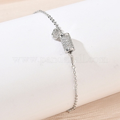 Pulseras con dijes de columna de latón con micro pavé de circonitas cúbicas transparentes&nbsp;KK-CBA6980-26P