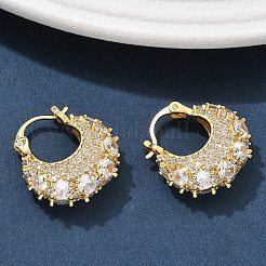 Orecchini a cerchio grandi in ottone micro pavé di zirconi cubici trasparenti&nbsp;EJEW-C182-04G