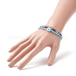 3 Stück 3-teiliges Stretch-Armband-Set mit bösem Blick aus Polymerton und Glassamenperlen für Damen&nbsp;BJEW-JB09228