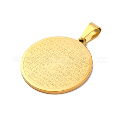 Ionenbeschichtung (IP) 304 Edelstahl flach rund mit Wort Vaterunser Kreuz Anhänger&nbsp;STAS-P085-25