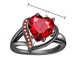 Herzförmige Fingerringe aus Messing mit Mikropflaster und Zirkonia&nbsp;FS-WG4D14B-03