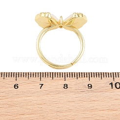 Anillos abiertos de latón con micro pavé de circonita cúbica&nbsp;KK-CBAD104-03G
