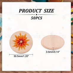 50 Stück unbehandelte Cabochons aus natürlichem Buchenholz&nbsp;WOOD-HY0001-01