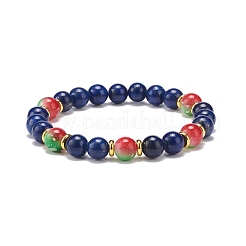 Braccialetto elasticizzato con perline rotonde in resina e pietre preziose da donna&nbsp;BJEW-JB08665