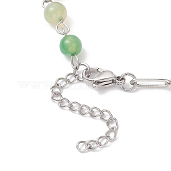 3 Stück 3 Stile rund gefärbter natürlicher roter Achat & pfauengrüner Achat & Karneol & Messing-Büroklammer-Kette Armbandherstellung&nbsp;AJEW-JB01425