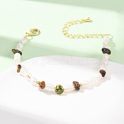 Braccialetti con schegge di occhio di tigre naturale e perle naturali a forma di chicco di riso.&nbsp;GG-CBA3297-13G-H