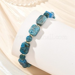 Bracelets extensibles en perles rectangulaires et rondes d'apatite naturelle&nbsp;BJEW-JB14493-01