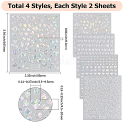 8 Blatt 4 Stile Laser Herz Muster Nail Art Sticker&nbsp;DIY-CY0001-90